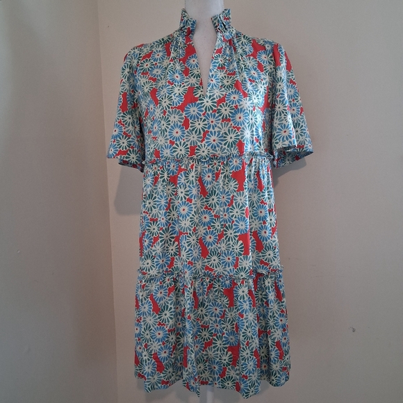 Tuckernuck Aqua and Red Patterned Mini Dress - Picture 9 of 10